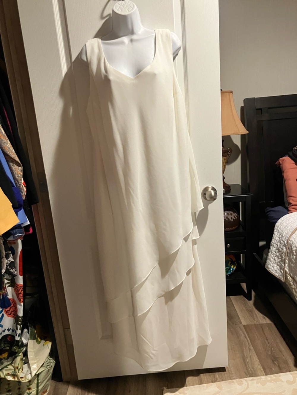 J.B.S. Ivory Layered Chiffon Maxi Dress